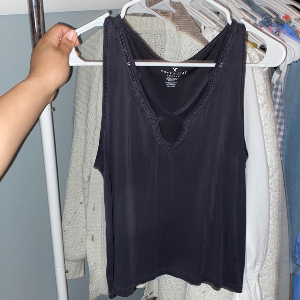 American Eagle Soft&Sexy Gray CrossNeck Tank (size medium)
